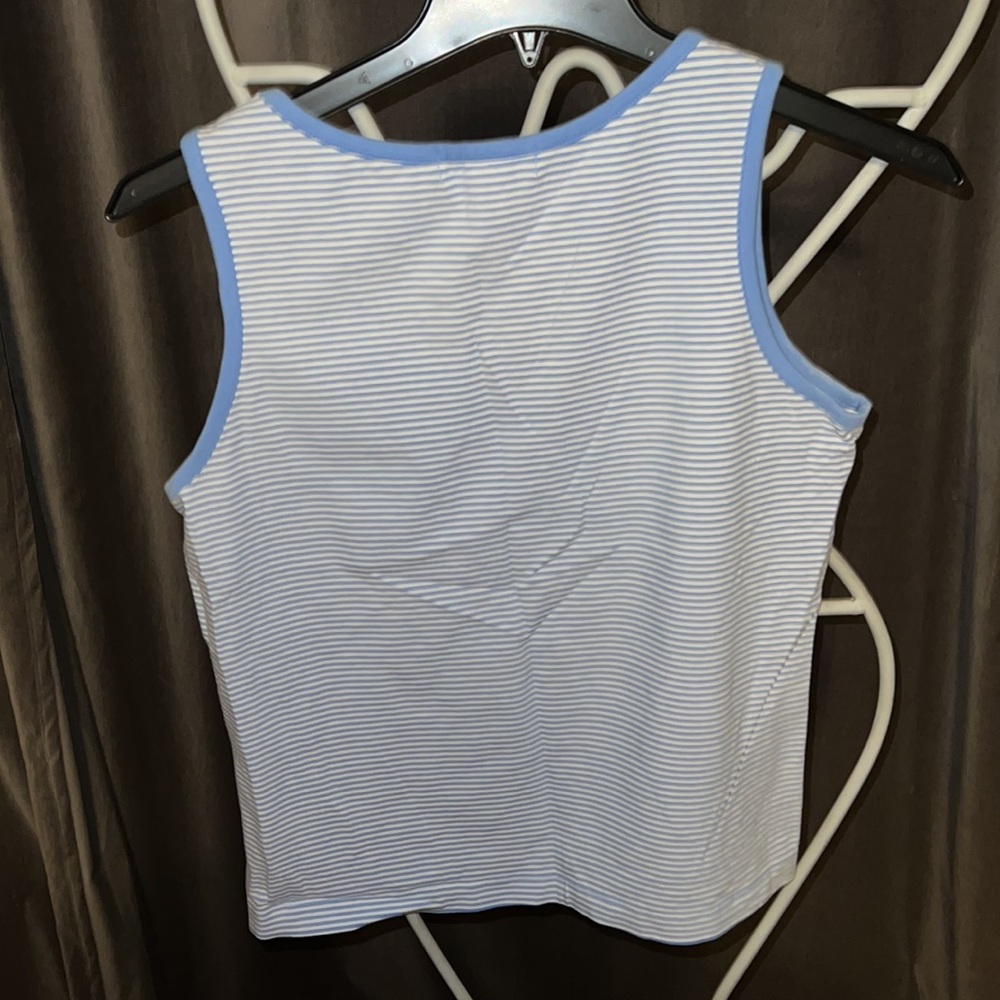 Eddie Bauer women’s tank shirt pinstriped baby blue not worn l - Picture 3 of 3